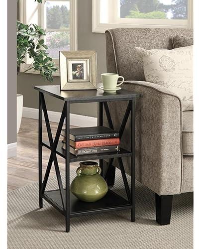X Design Modern Side Table with 3 Storage Shelves for Bedroom Living Room/Side Table/Night Stand/Bedside Table