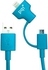 PQI i-Cable Du-Plug 90 USB to Lightning and Micro USB Cable 90cm ‫(6PCG-008R0003A) - Blue