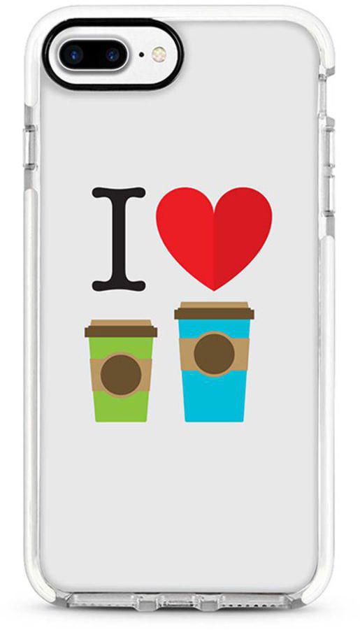 Protective Case Cover For Apple iPhone 8 Plus I Love Coffee Full Print