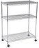 Mobile 3-Shelf Storage Unit (76 x 35.5 x 91 cm, Chrome)