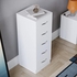 Vida Designs 5 Drawer Narrow Chest Tall Bedroom Storage Unit Sliding Drawers Bedroom Furniture (White)