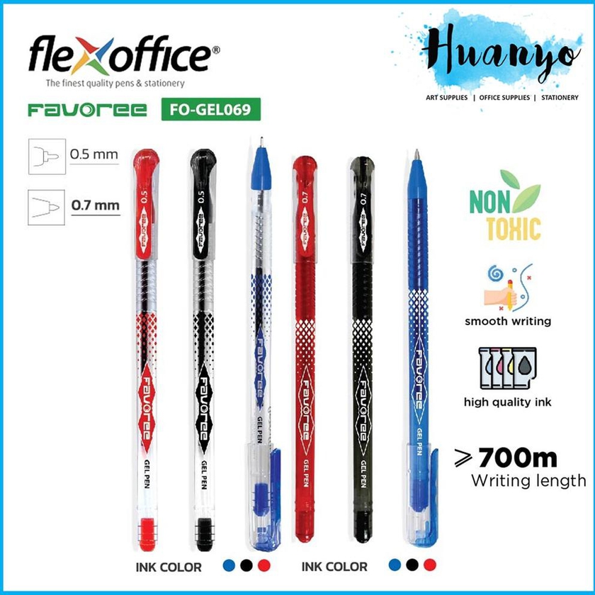 FlexOffice Favoree Stick Gel Pen (Per PCS) Black/Blue/Red 0.5/0.7MM FO-GEL069