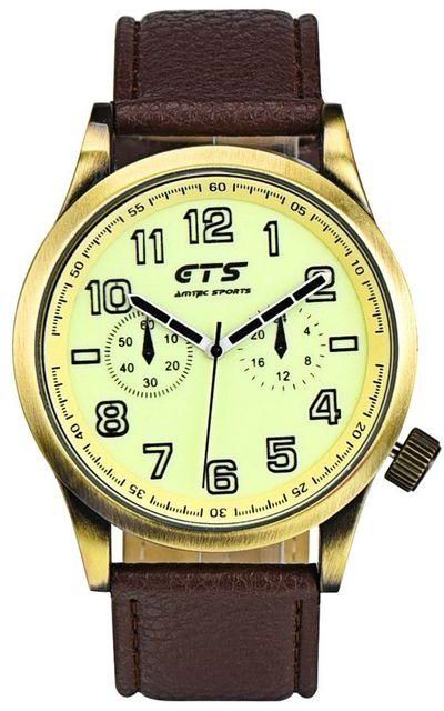 McyKcy Men's Sports Date Analog Quartz Leather Stainless Steel Wrist Watch-Brown