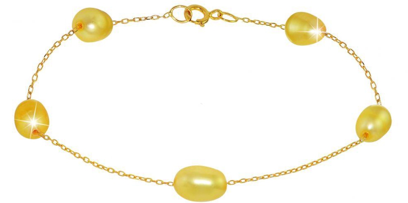 Vera Perla Women's 10K Gold Golden Pearl Bracelet