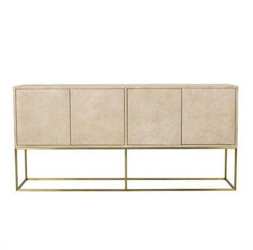 Modern Design Jenna Luxurious Collection Faux Shagreen Credenza For The Perfect Stylish Home Easy Assembly Credenza - Cream/Gold