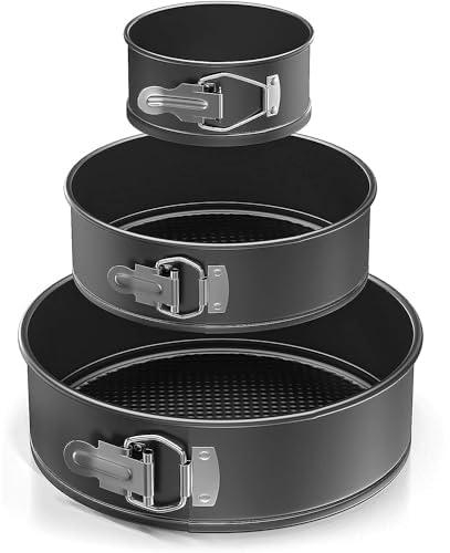 Springform Cake Pan Set Of 3 (4 7 9 Inch) - Round Nonstick Baking Pans Spring Form For Cheesecake, Tier Wedding Cakes, And More - Removable Bottom, Leakproof Bakeware Sets With Small, Medium, Large