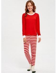 Patched Stripe Family Christmas Pajama Set - Red - Dad L