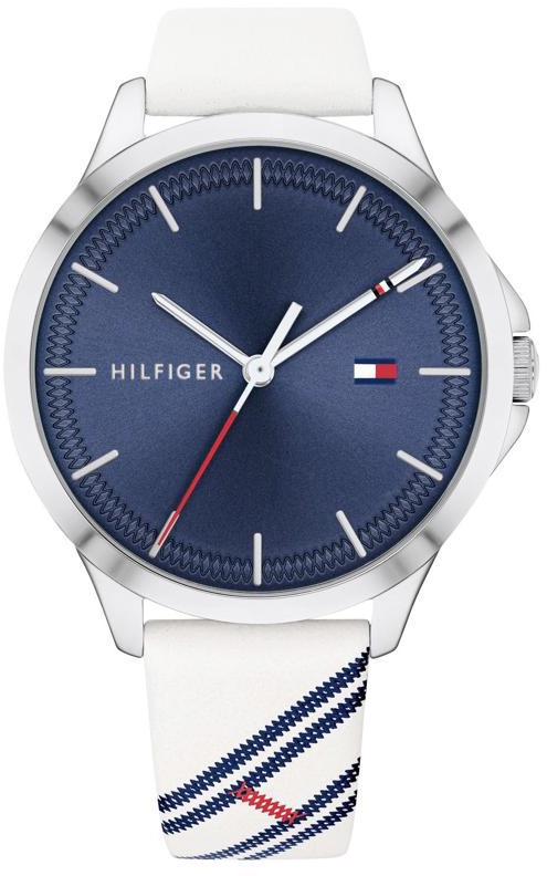 Tommy Hilfiger Casual White Leather Band Blue Dial Wrist Watch For Women