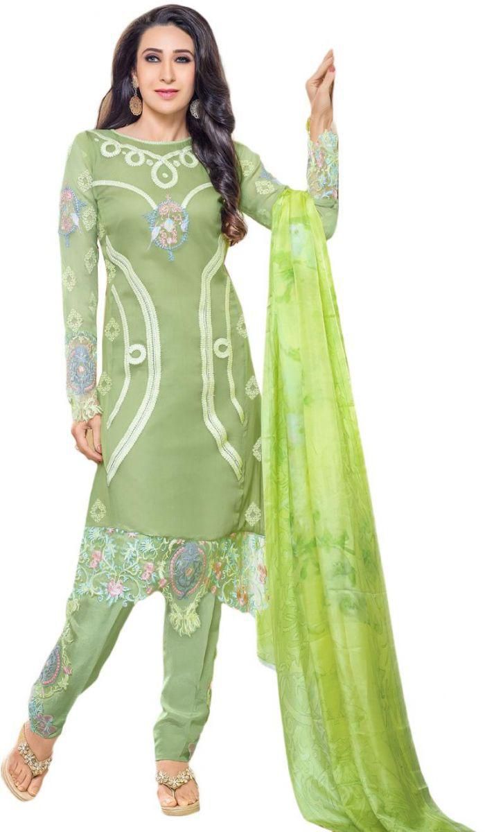 Karishma Kapoor Un-Stiched Salwar Suit For Women,Green, 66012