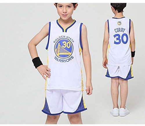 HS-ZHAOPAN Children's Jersey - NBA Golden State Warriors #30 Stephen Curry Basketball Jersey, Sportswear Universal Sleeveless T-Shirt Shorts Jersey Set (3XS~2XL),XL145~155CM