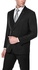 Sunshine Casual Turn-down Collar Blazer Jacket Tux Vest & Trousers Long Sleeve Solid 3-piece Suit Set-Black