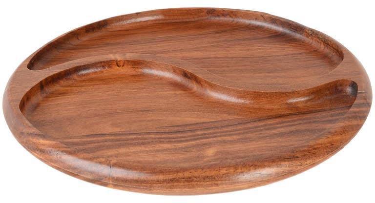 Get Natural Callus Wood round snack plate, 2 eyes, 30 cm - Brown with best offers | Raneen.com