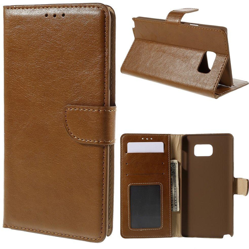 Samsung Galaxy Note 5 PU Leather Wallet Case Cover - Brown