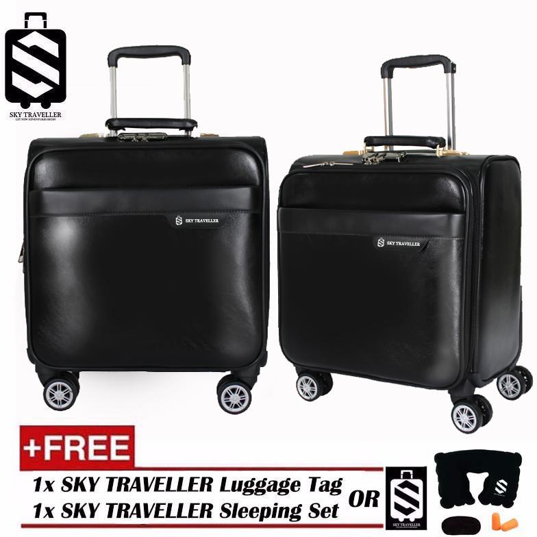 SKY TRAVELLER SKY303 Leather Trolley Case Business Bag Luggage 16Inch