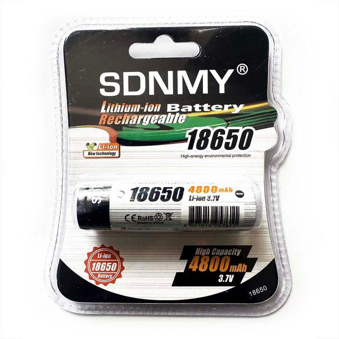 SDNMY 18650 Li-ion Button Top Rechargeable Battery, 4800mAh Large Capacity 3.7v