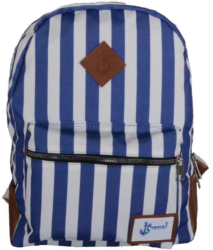 Biggdesign Anemoss backpack, canvas fabric, adjustable strap, 41 cm, blue and White Stripes