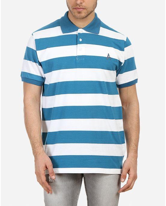 Andora Striped Polo Shirt - Blue & White