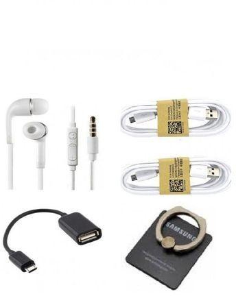 Generic Earphone With Mic + Two Charge + Sync Cable + OTG Connect Kit 5Pin + Mobile Phone Ring Holder