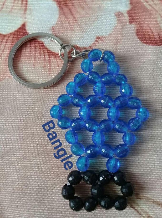 Ramadan Lantern Blue & Black Beads Keyring