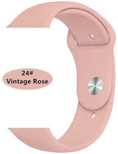 Strap For Apple Watch Band Apple Watch 4 3 IWatch Band 42mm 38mm 44mm 40m Sport Silicone Correa Bracelet Apple Watch Accessories(#vintage Rose 24)(42mm-44mm S M Size) SHA