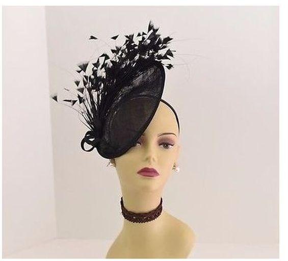 Exclusively Embellished Black Fascinator With Feathers