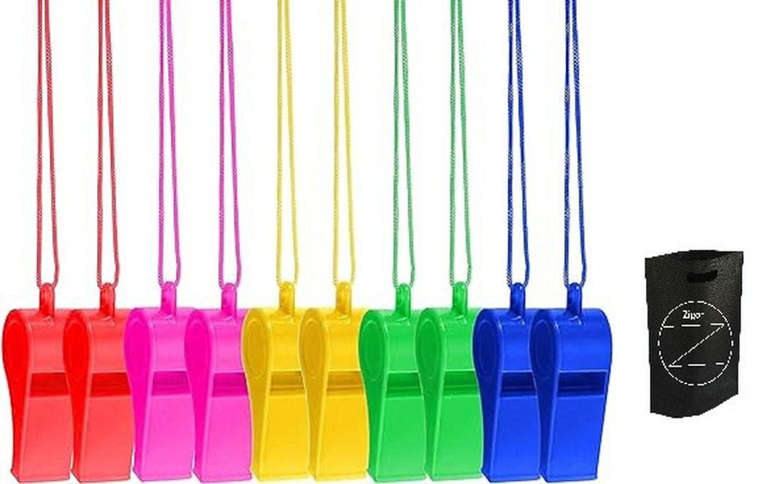 10 Colourful Children Whistles + Zigor Special Bag