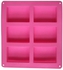 6-Piece Cavity Plain Rectangle Soap Mould Pink 23.5 x 21.5 x 2.5 centimeter