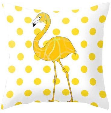 Flamingo Throw Pillow Cover Yellow/White 45x45centimeter