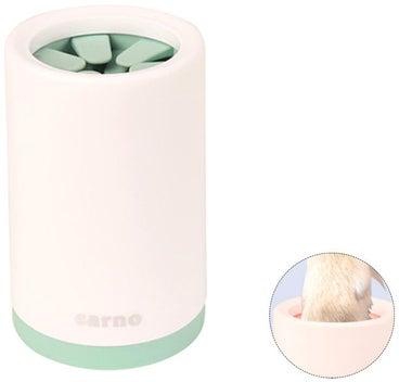 Portable Pet Paw Foot Washer Cleaner Cup White/Green 15 x 10cm