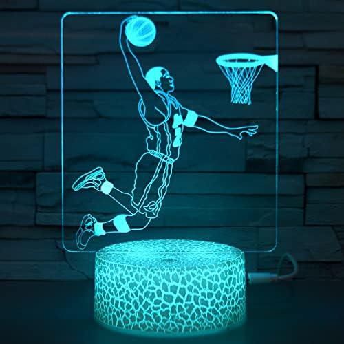 mazumi8 Basketball Gift for Boys,3D Illusion Night Light Table Lamp - 16 Colors Change Dimmable LED Light with Remote & Smart Touch,NBA Basketball Man Toys for Boys Girls Teens Adults Birthday