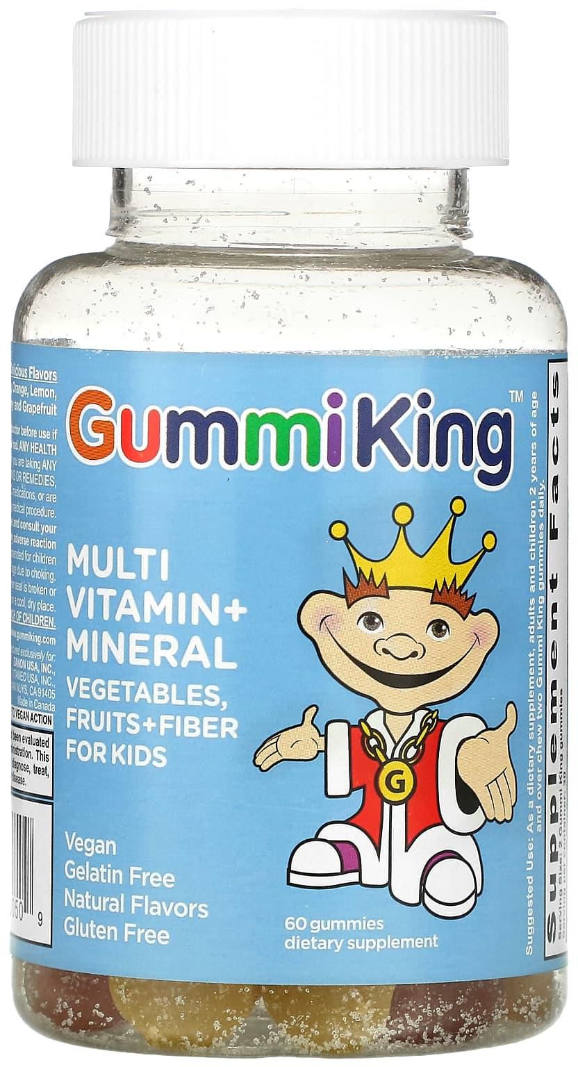 GummiKing (غامي كينغ)‏, فيتامينات متعددة + معادن وخضراوات وفواكه + ألياف للأطفال، 60 علكة