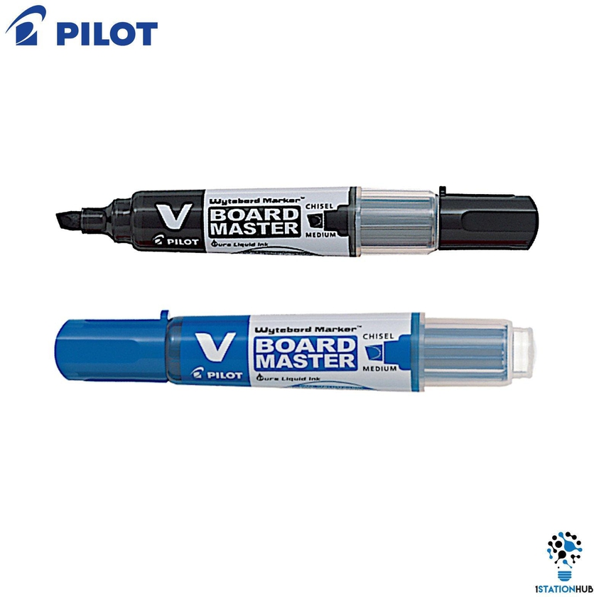 Pilot V Board Master Whiteboard Marker Chisel Medium (Black - Blue)