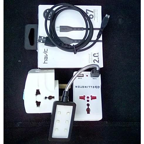 Multi Socket Extension + Ellington Power Adapter & 2 Usb Cord & Light