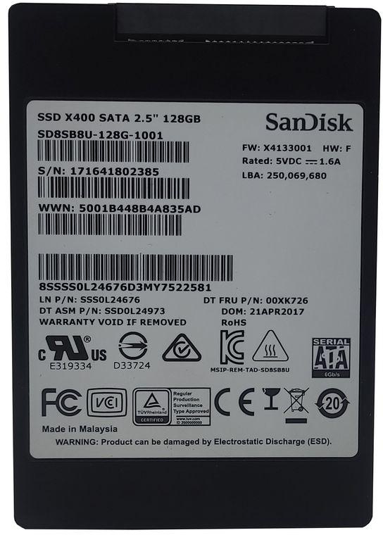 Sandisk X400 SSD SD8SB8U-128G-1001 128gb 2.5" SATA Solid State Drive