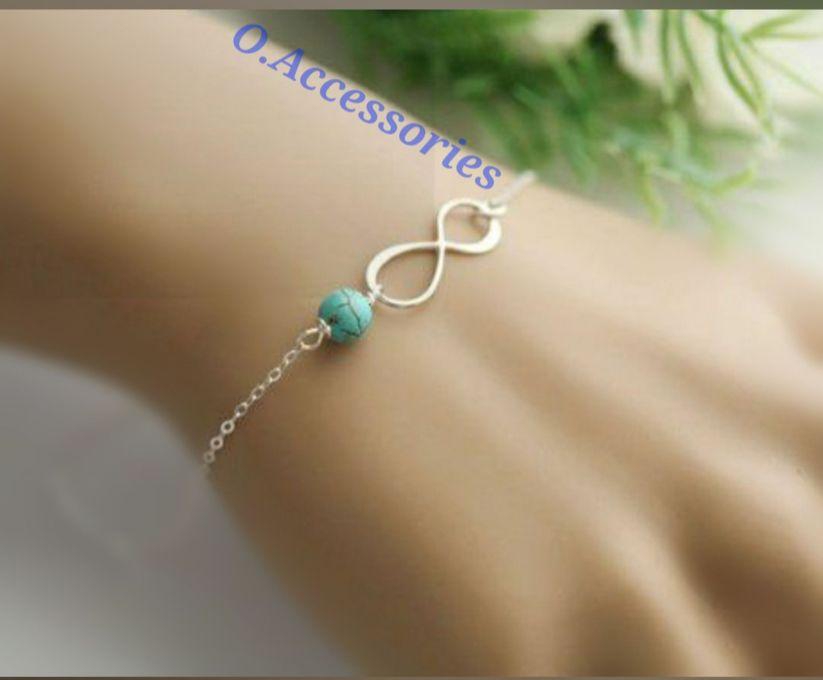 O Accessories Bracelet Silver Metal Infinity, ..turquoise Stone