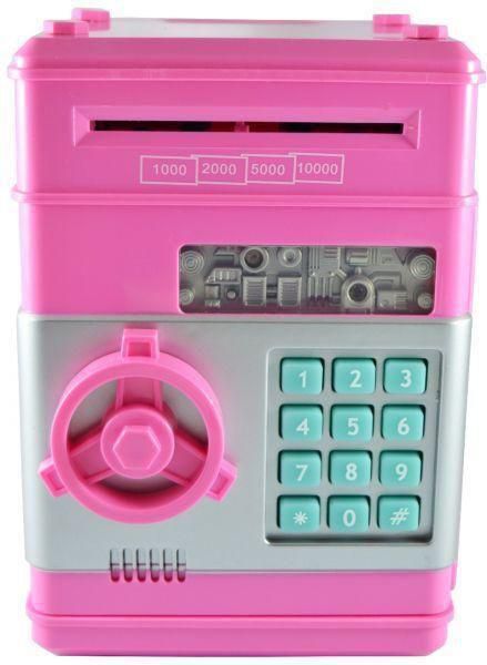 Mini Electronic Coins and Bills Vault with Voice Command - Pink
