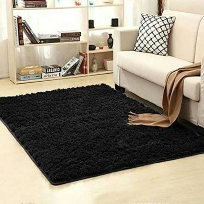 Black Fluffy Carpet - 7 by 9 Ft
