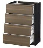 METOD / MAXIMERA Base cab 4 frnts/4 drawers, black/Voxtorp walnut, 60x37 cm - IKEA