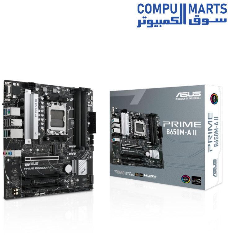 ASUS Prime B650M-A II AMD B650 Micro-ATX motherboard with DDR5, PCIe 5