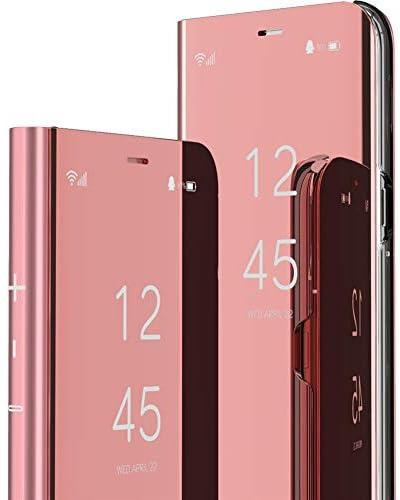 IMIRST Case for Galaxy A53 5G Case Mirror Design Clear View Plating Flip Case with Kickstand Shockproof Full Body Protective Cover for Samsung Galaxy A53 5G PU Mirror:Rose Gold QH