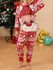 Kids Raglan Sleeves Colorblock Printed Christmas Pants Pajama Set - 3 - 4 Years