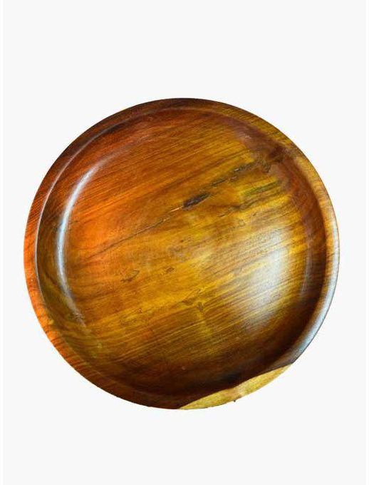 Egypt Antiques طبق مسطح مقاس 40 سم صناعة يدوية من الخشب الصحي الوان طبيعية 100% من قلب الشجرة