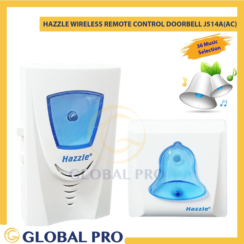 Hazzle Wireless Remote Control Doorbell,Loceng Wireless Muzik ,36 Music Selection J514A (AC)