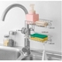 Storage Rack Sponge Holder, Small Sink Caddy Organizer for Kitchen Bathroom Accessories, Stainless Steel Hanging Storage Rack, Soap Dish Brush Dishcloth Drainer Rack