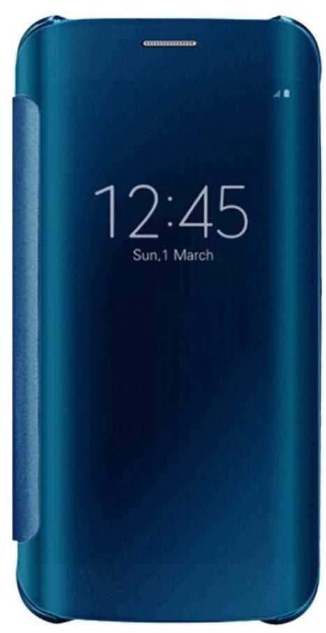 Clear View Flip Cover For Samsung Galaxy S7 Edge - Blue (screen protector)