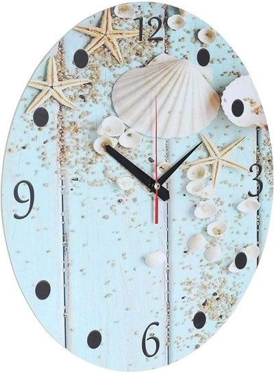Sea Shape Wooden Round Analog Wall Clock, 40 cm