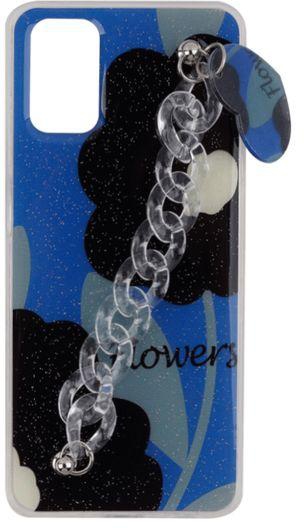 Oppo A52 - Printed Silicone Cover With Glitter And Clear Chain