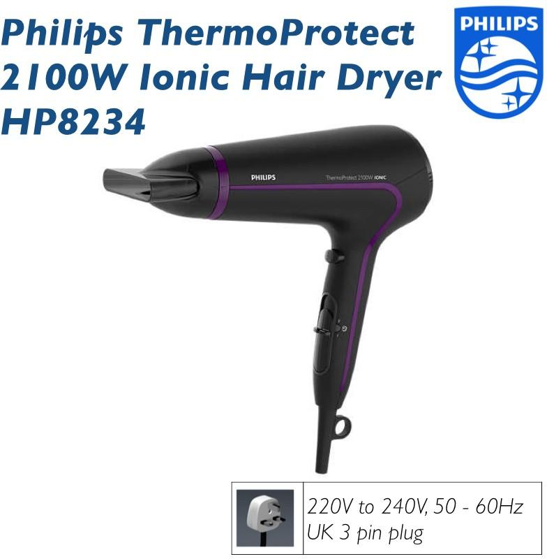 Philips ThermoProtect 2100W Ionic Hair Dryer HP8234 (Black)