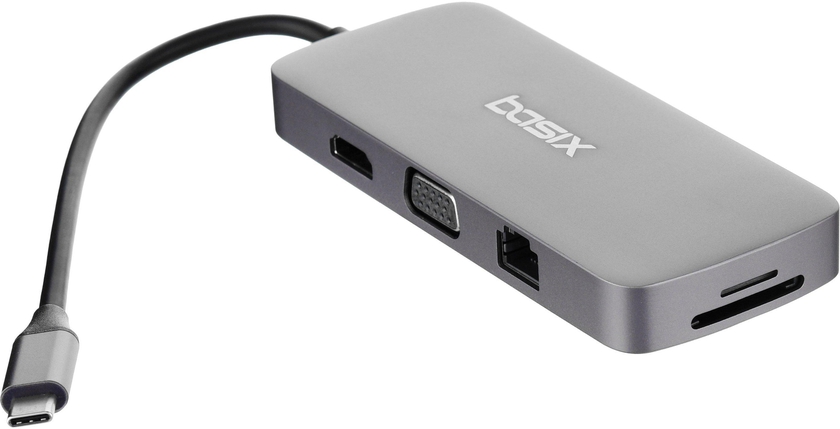 BASIX 10 in 1 USB Type-C HUB, Two USB 2.0, USB 3.0, Space Grey