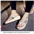 Fashion Cotton Belt Sandals Beach Wedge Flip Flops Women Slipper Non-Slide Shoes Beige
